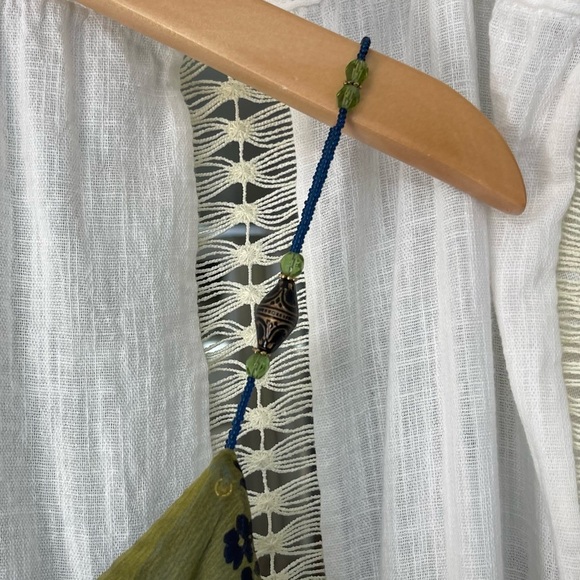 Vintage y2k Laundry by Shelli Segal Beaded Strap Silk Fairy Garden Midi Dress 6 - Picture 9 of 14